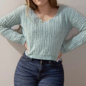 3/12 Cropped turquoise sweater